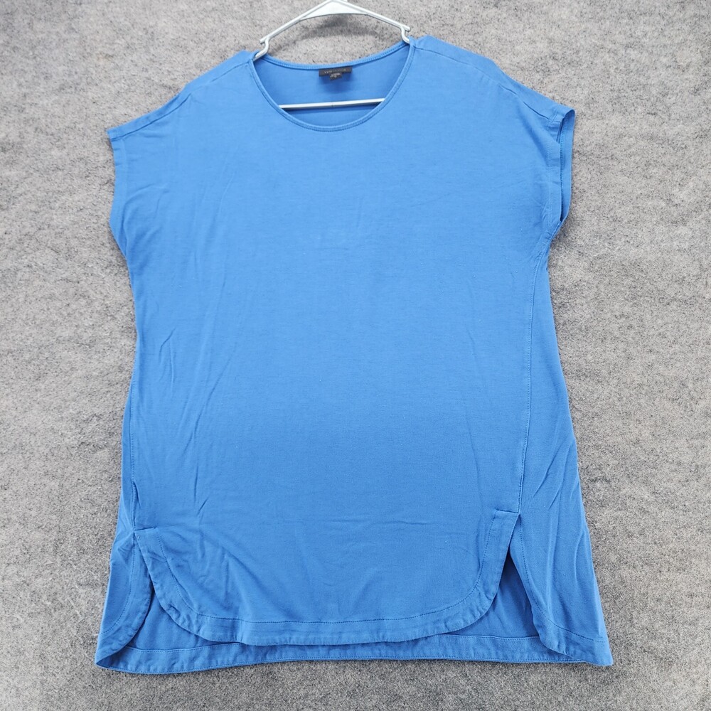 J Jill Shirt Womens Medium Short Sleeve Blue Wearever Collection
